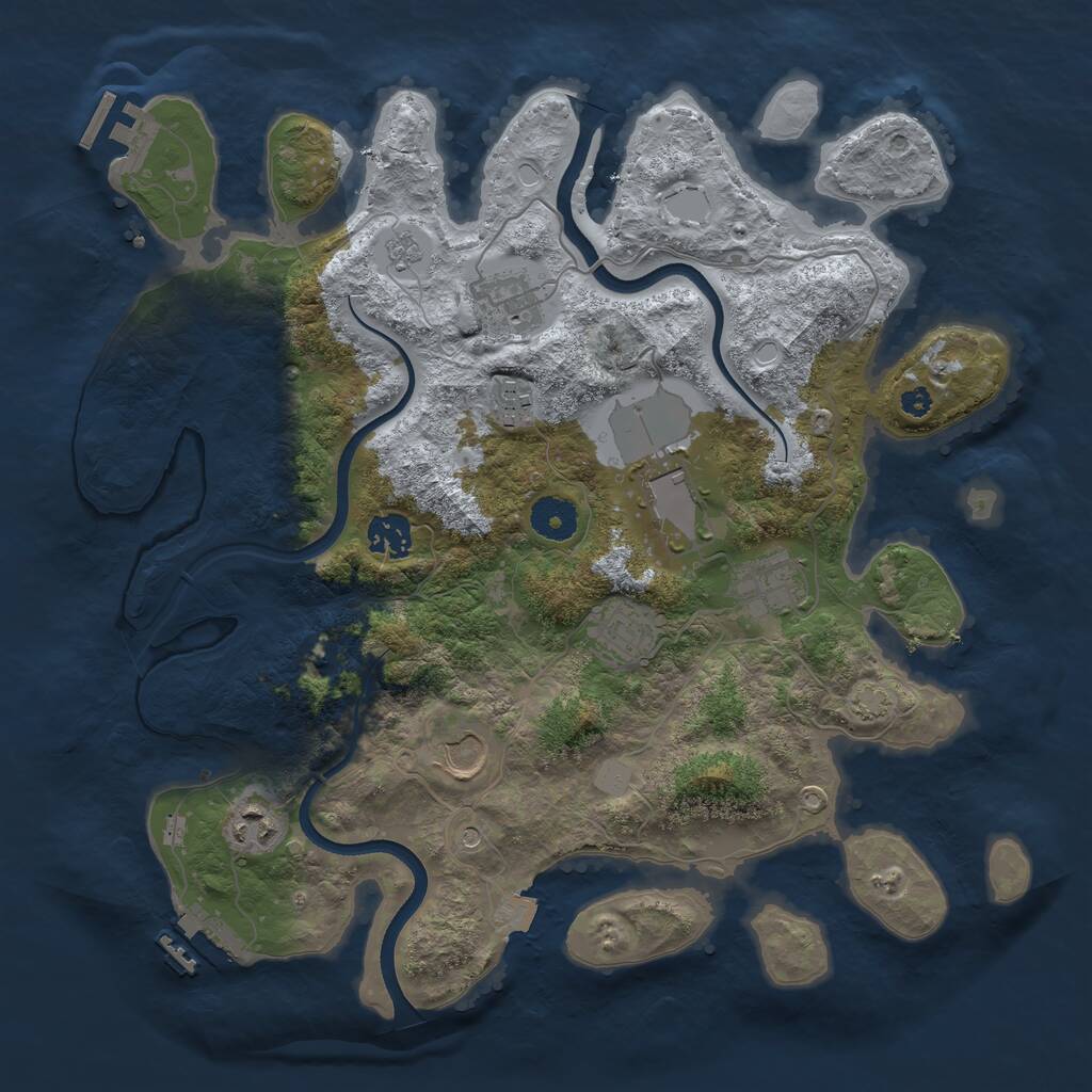 Rust Map: Procedural Map, Size: 3600, Seed: 989096745, 14 Monuments