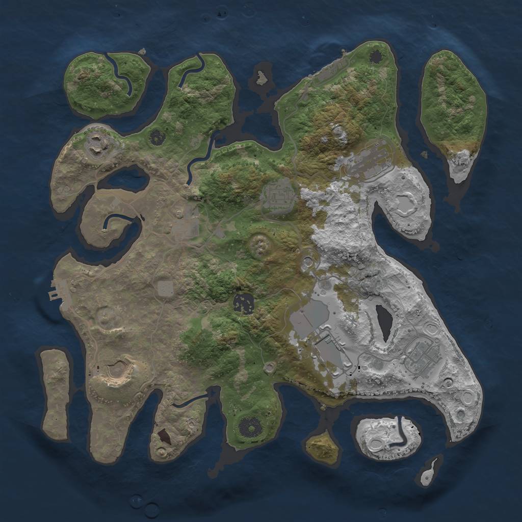 Rust Map: Procedural Map, Size: 3500, Seed: 55250477, 16 Monuments