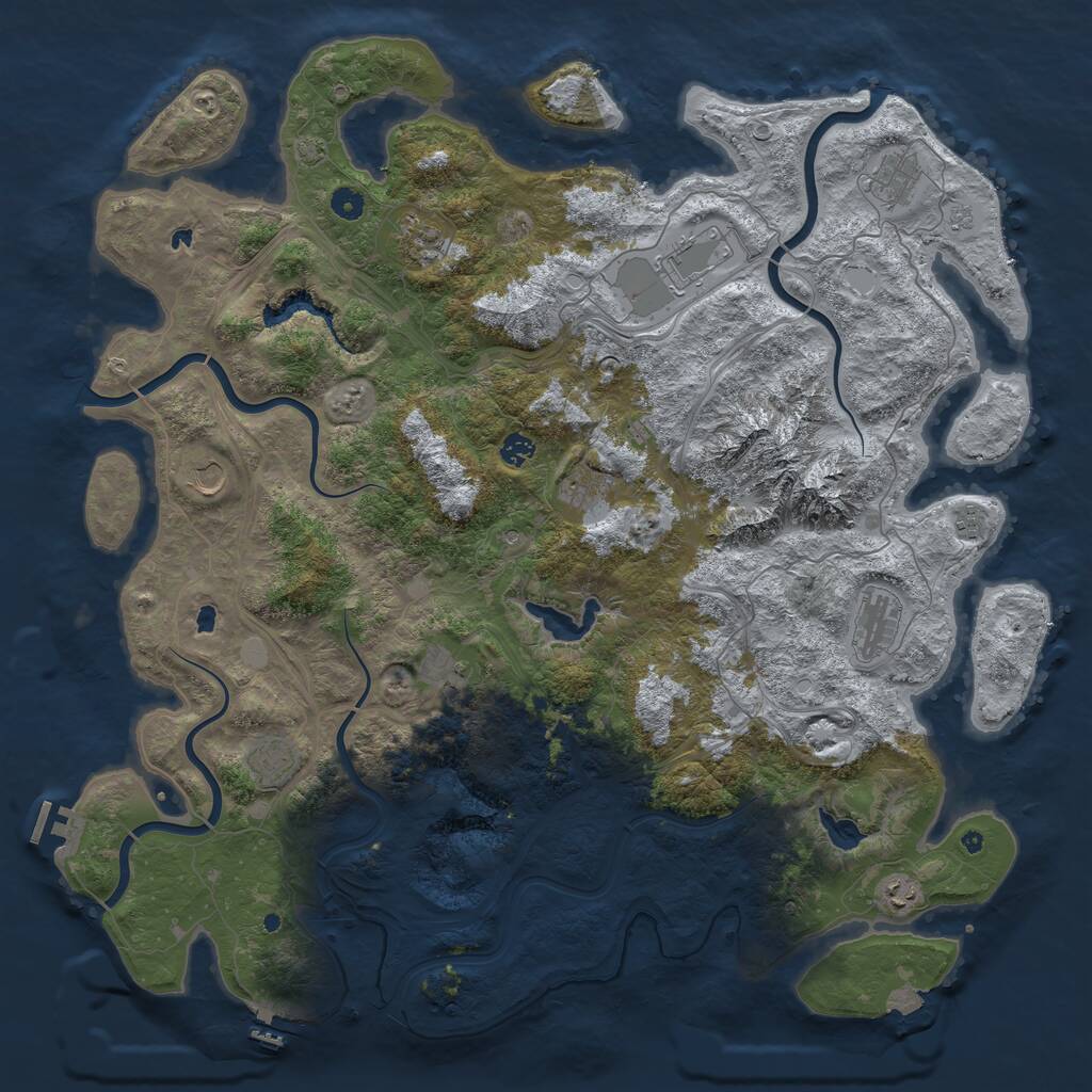Rust Map: Procedural Map, Size: 5000, Seed: 9002, 17 Monuments