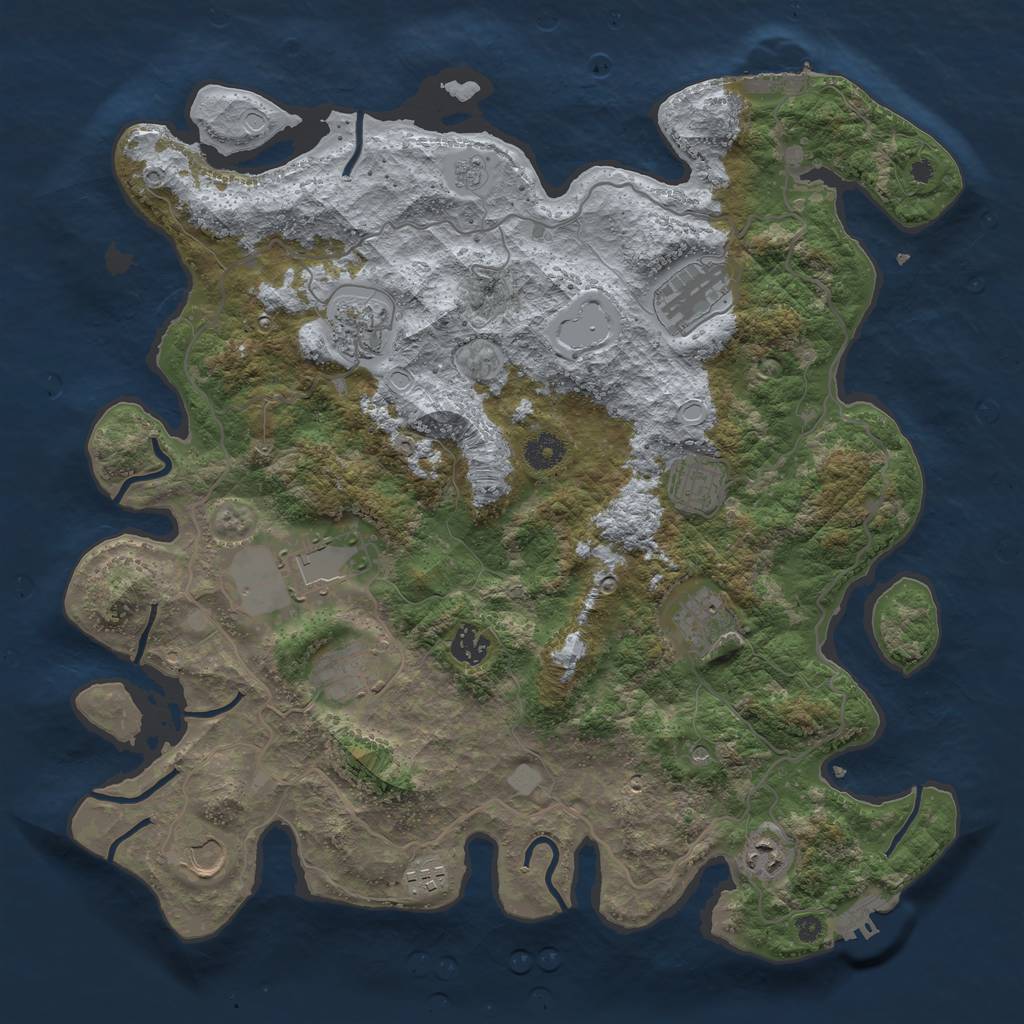 Rust Map: Procedural Map, Size: 4000, Seed: 1406016942, 17 Monuments