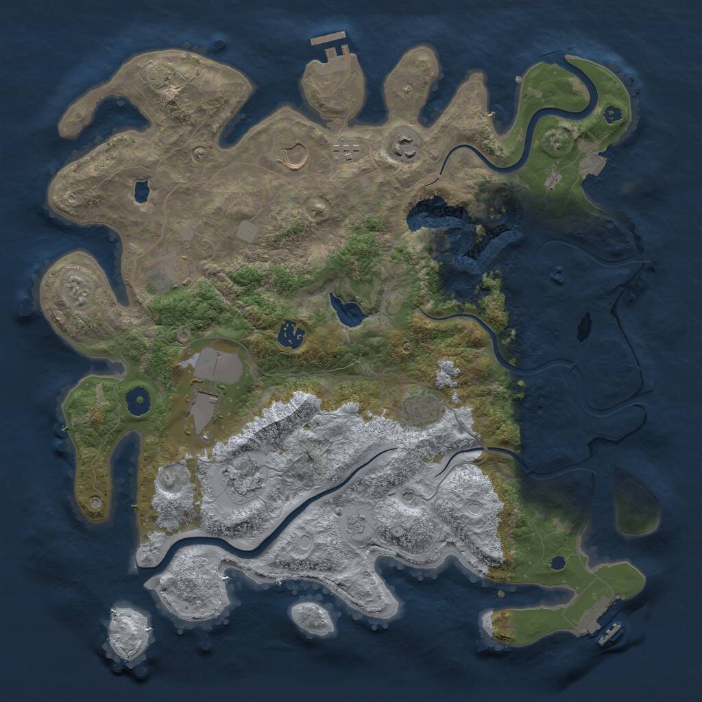 Rust Map: Procedural Map, Size: 4000, Seed: 1643444399, 14 Monuments