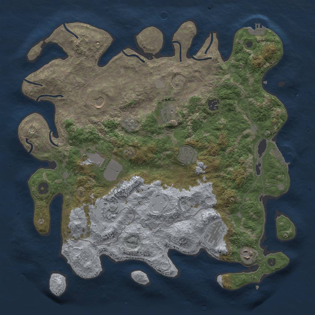 Rust Map: Procedural Map, Size: 4000, Seed: 1643444399, 16 Monuments