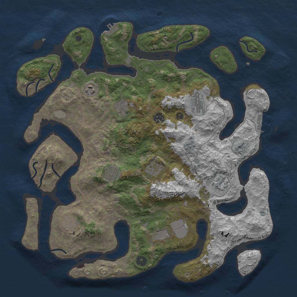 Rust Map: Procedural Map, Size: 4200, Seed: 254125444, 18 Monuments