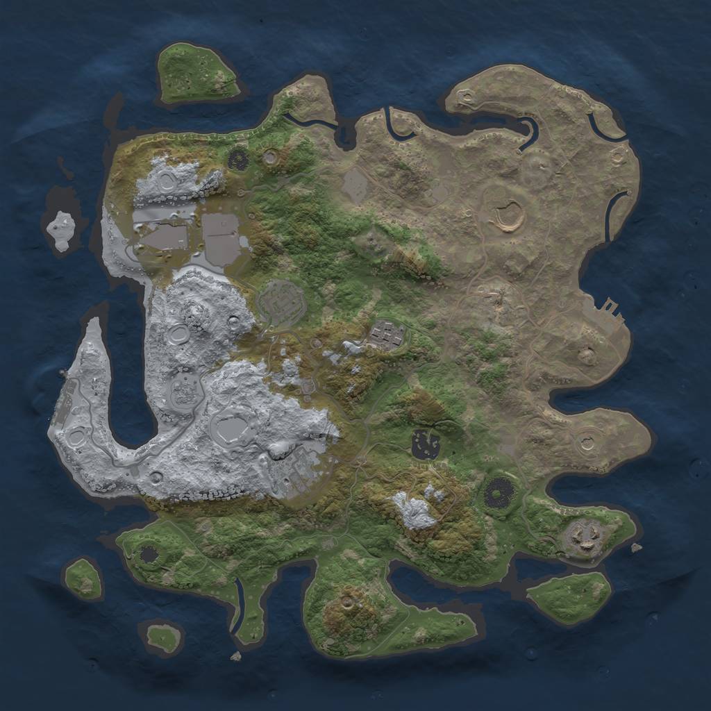 Rust Map: Procedural Map, Size: 3500, Seed: 607592079, 14 Monuments