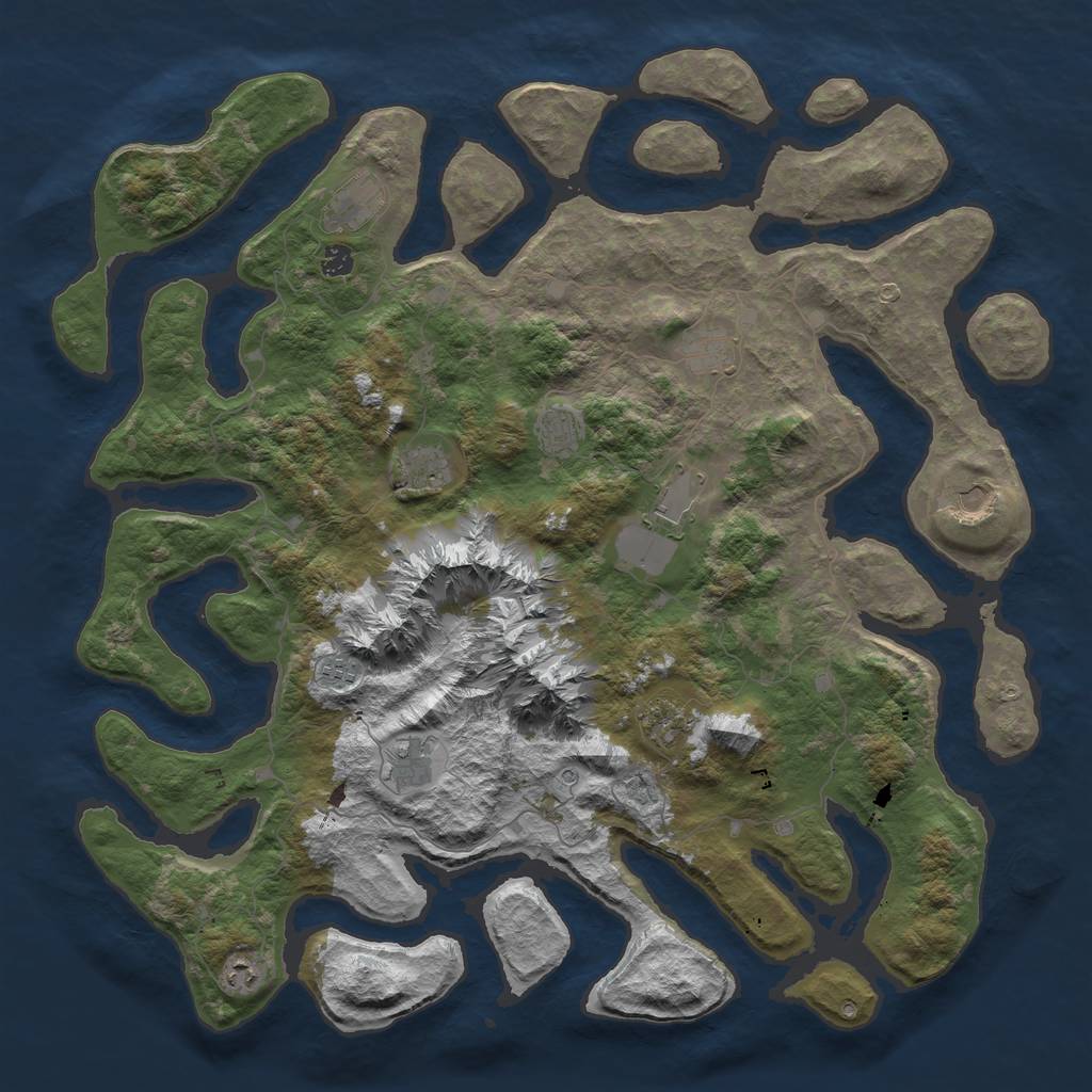 Rust Map: Barren, Size: 5000, Seed: 56692801, 14 Monuments