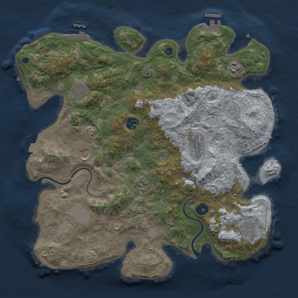 Rust Map: Procedural Map, Size: 3750, Seed: 152861290, 15 Monuments
