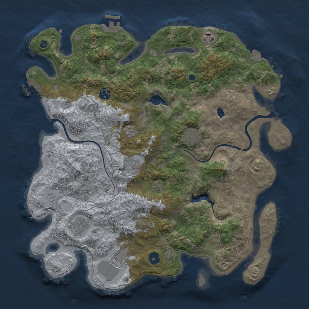 Rust Map: Procedural Map, Size: 4000, Seed: 41111, 14 Monuments