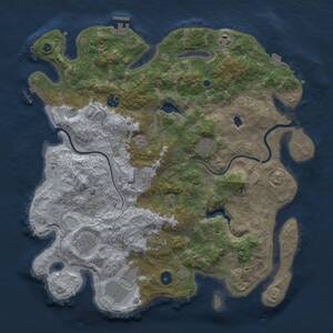 Thumbnail Rust Map: Procedural Map, Size: 4000, Seed: 41111, 14 Monuments