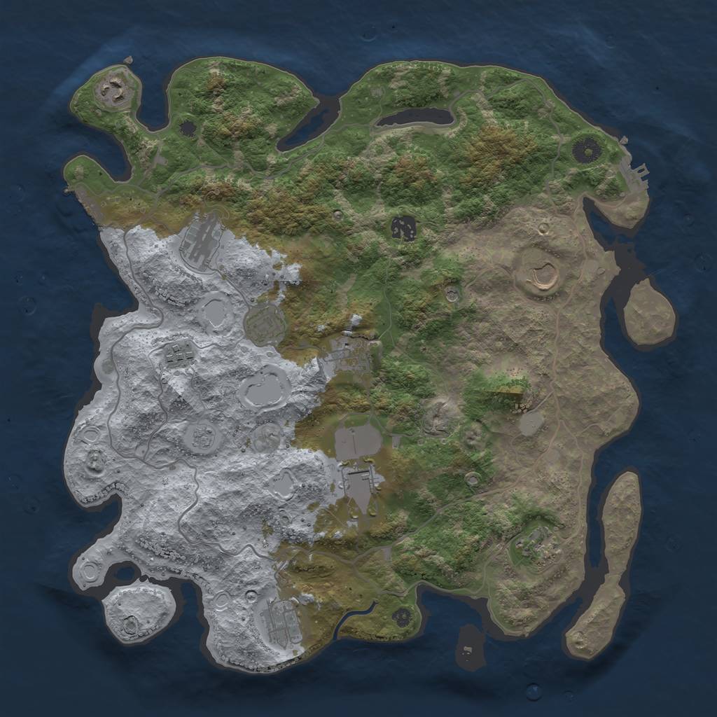 Rust Map: Procedural Map, Size: 4000, Seed: 41111, 17 Monuments