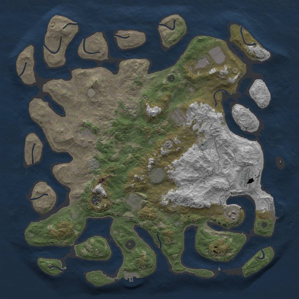 Rust Map: Procedural Map, Size: 4600, Seed: 38, 18 Monuments