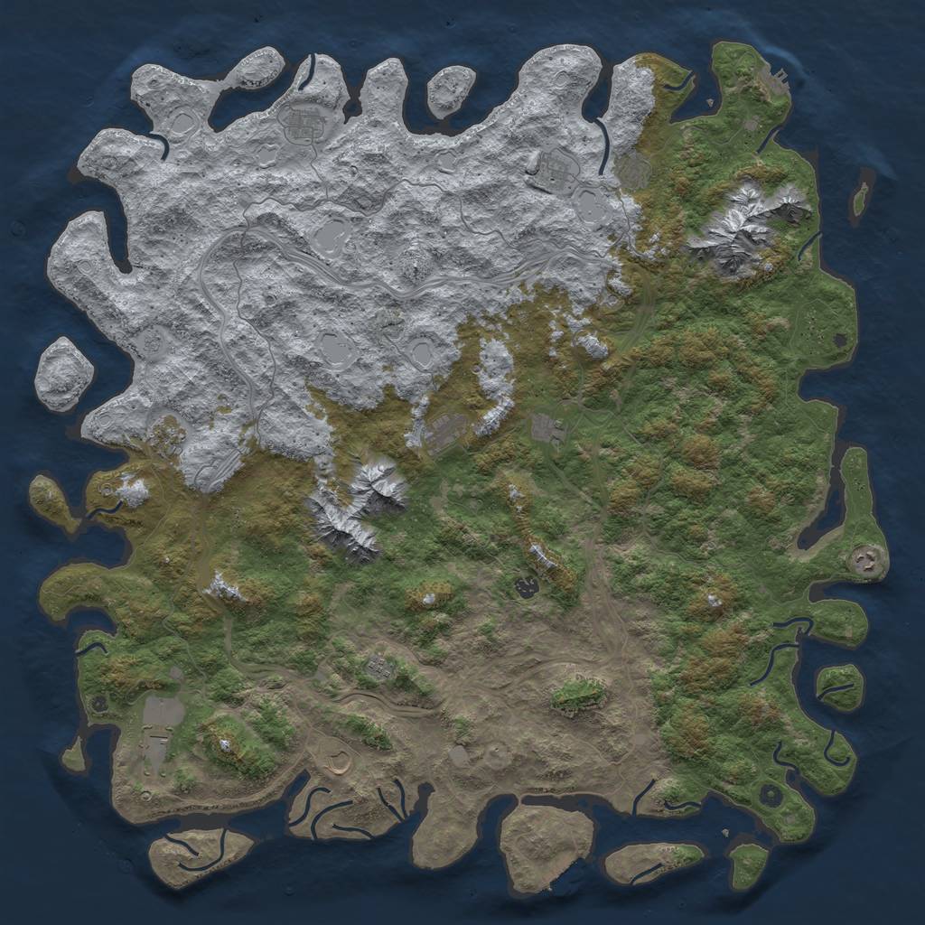 Rust Map: Procedural Map, Size: 6000, Seed: 1122334, 18 Monuments