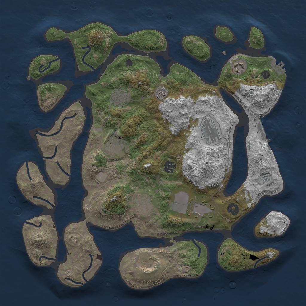 Rust Map: Procedural Map, Size: 3800, Seed: 51121, 17 Monuments