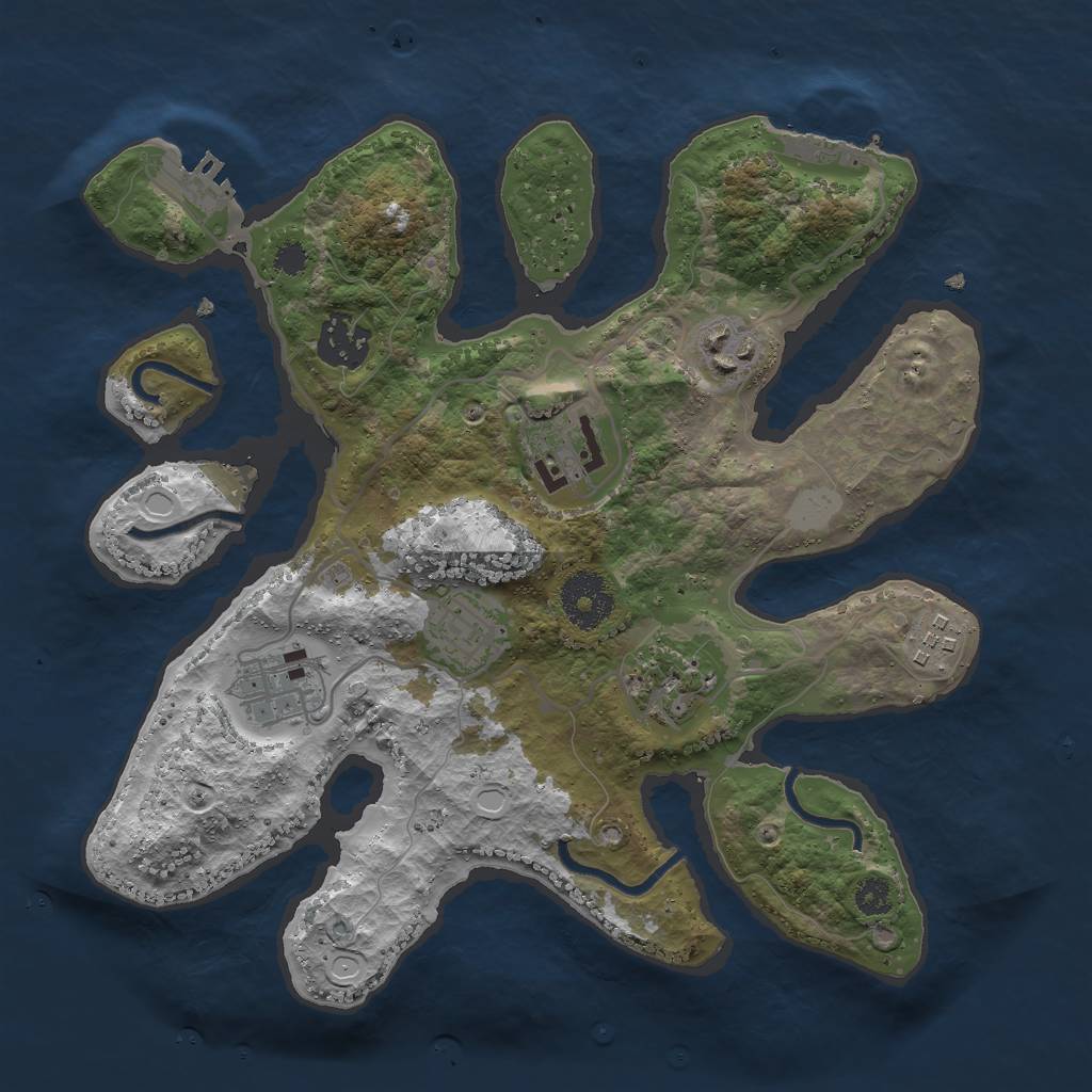 Rust Map: Procedural Map, Size: 3000, Seed: 3369633, 14 Monuments