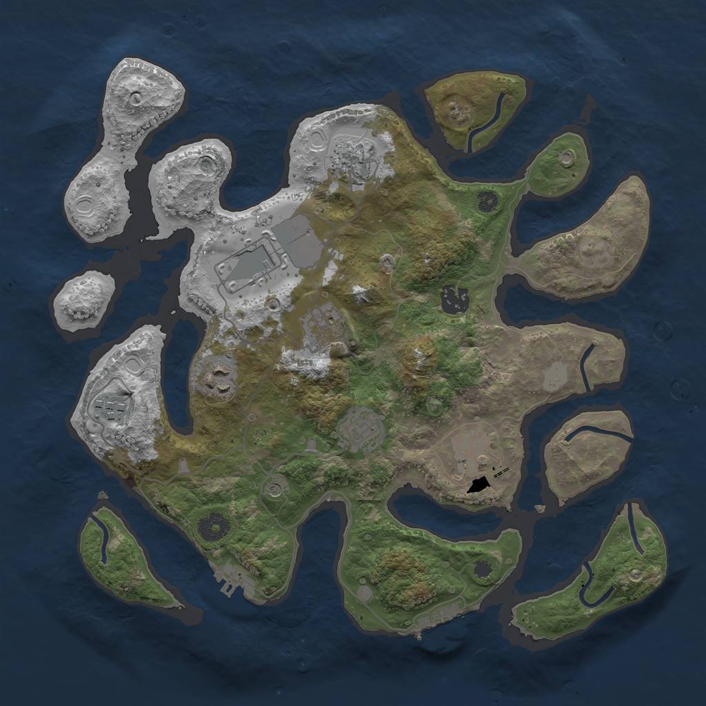 Rust Map: Procedural Map, Size: 3500, Seed: 66645, 16 Monuments