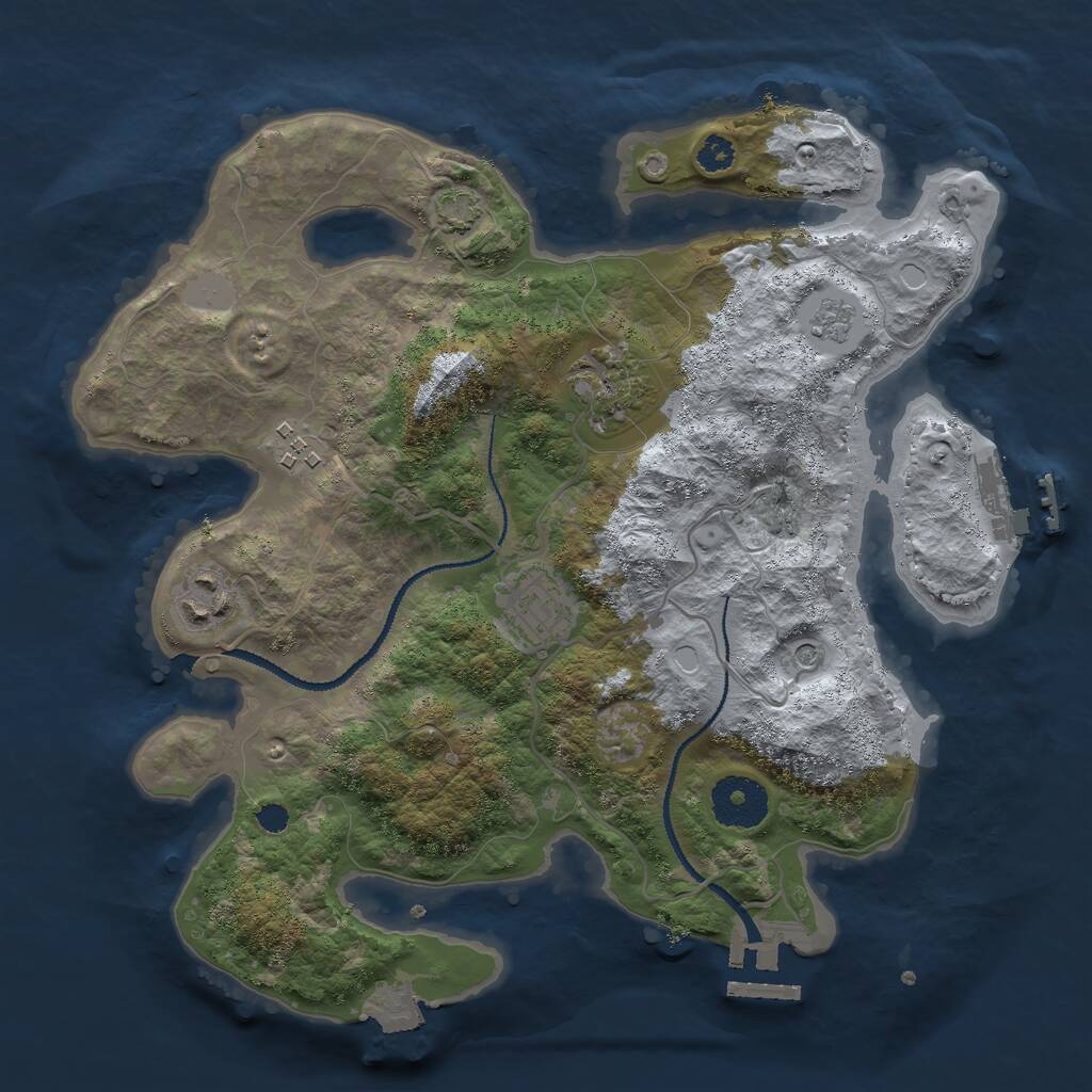 Rust Map: Procedural Map, Size: 3000, Seed: 56706850, 10 Monuments