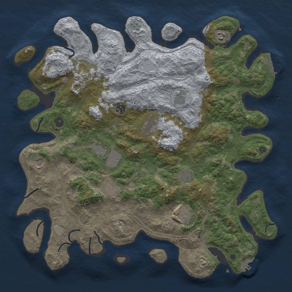 Rust Map: Procedural Map, Size: 4500, Seed: 660774555, 17 Monuments