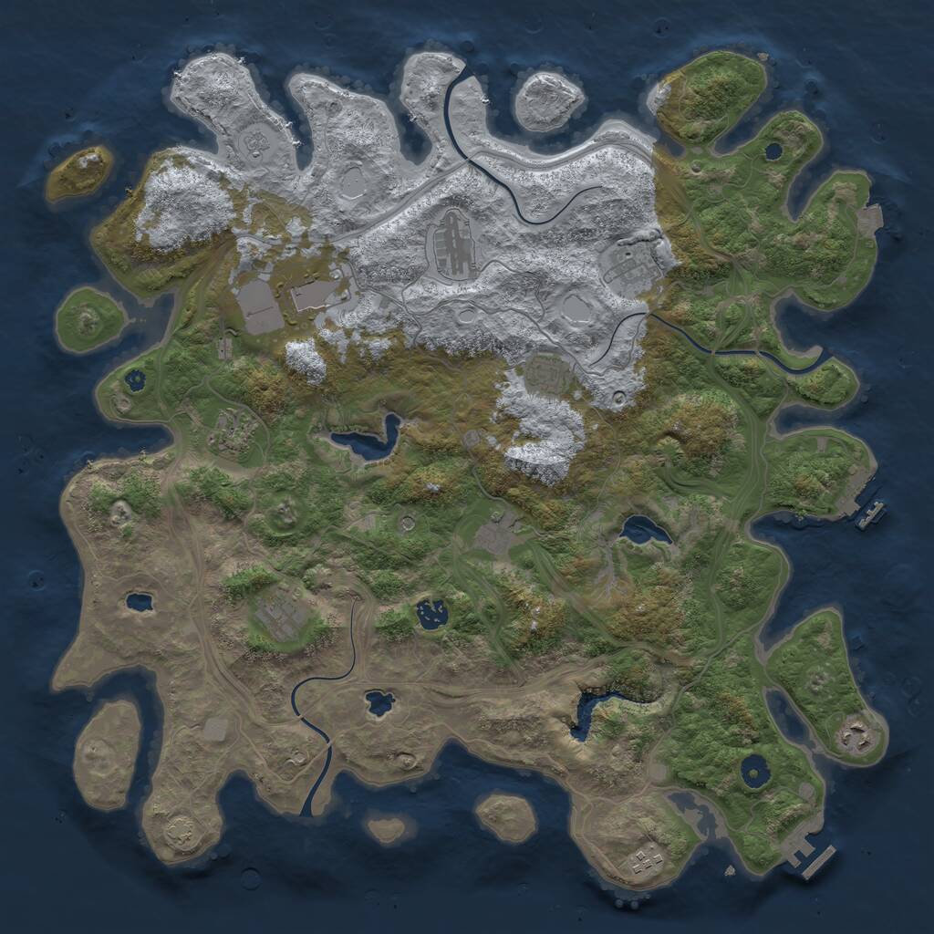 Rust Map: Procedural Map, Size: 4500, Seed: 660774555, 16 Monuments