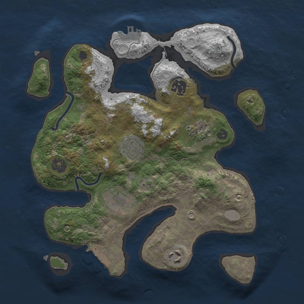 Rust Map: Procedural Map, Size: 3000, Seed: 1152379820, 12 Monuments