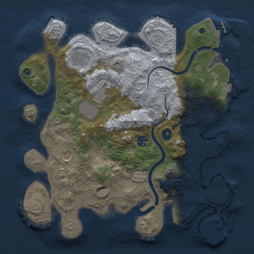 Rust Map: Procedural Map, Size: 3500, Seed: 1032929140, 11 Monuments