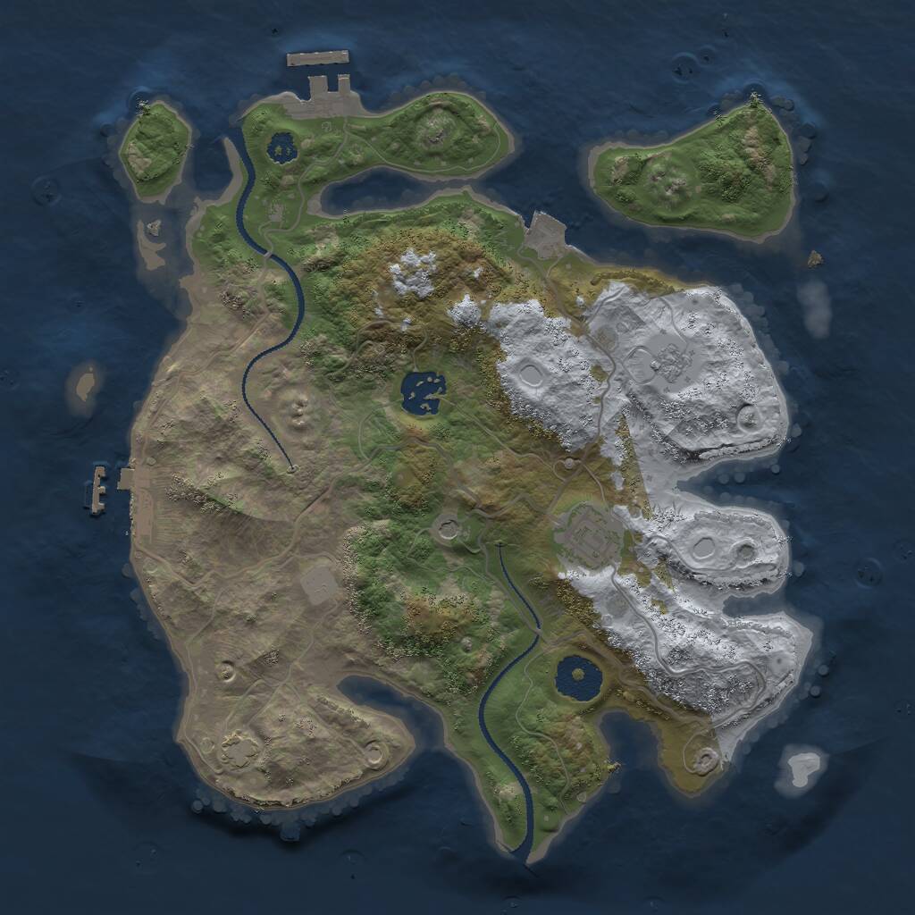 Rust Map: Procedural Map, Size: 3000, Seed: 728911582, 8 Monuments