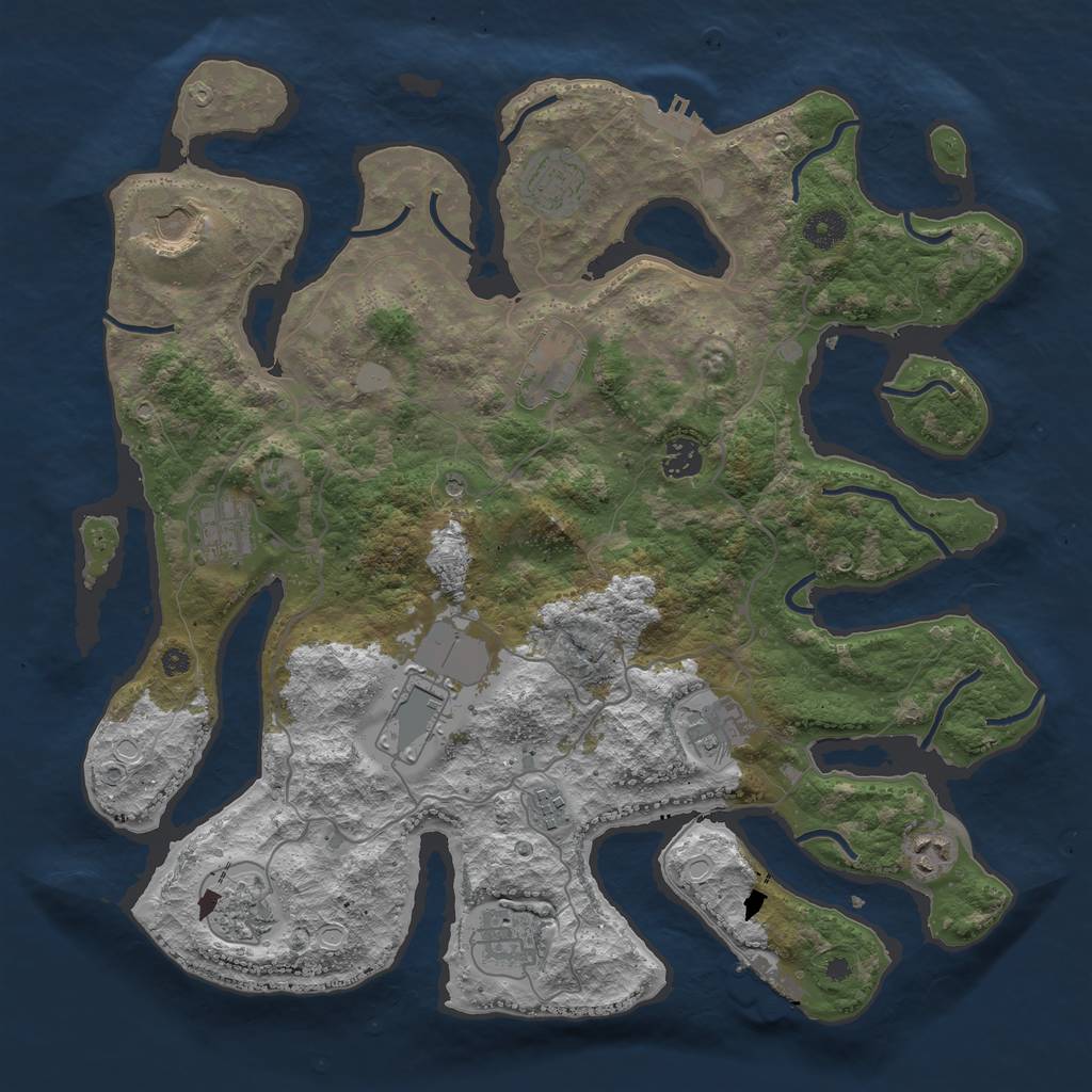 Rust Map: Procedural Map, Size: 4000, Seed: 626136893, 19 Monuments