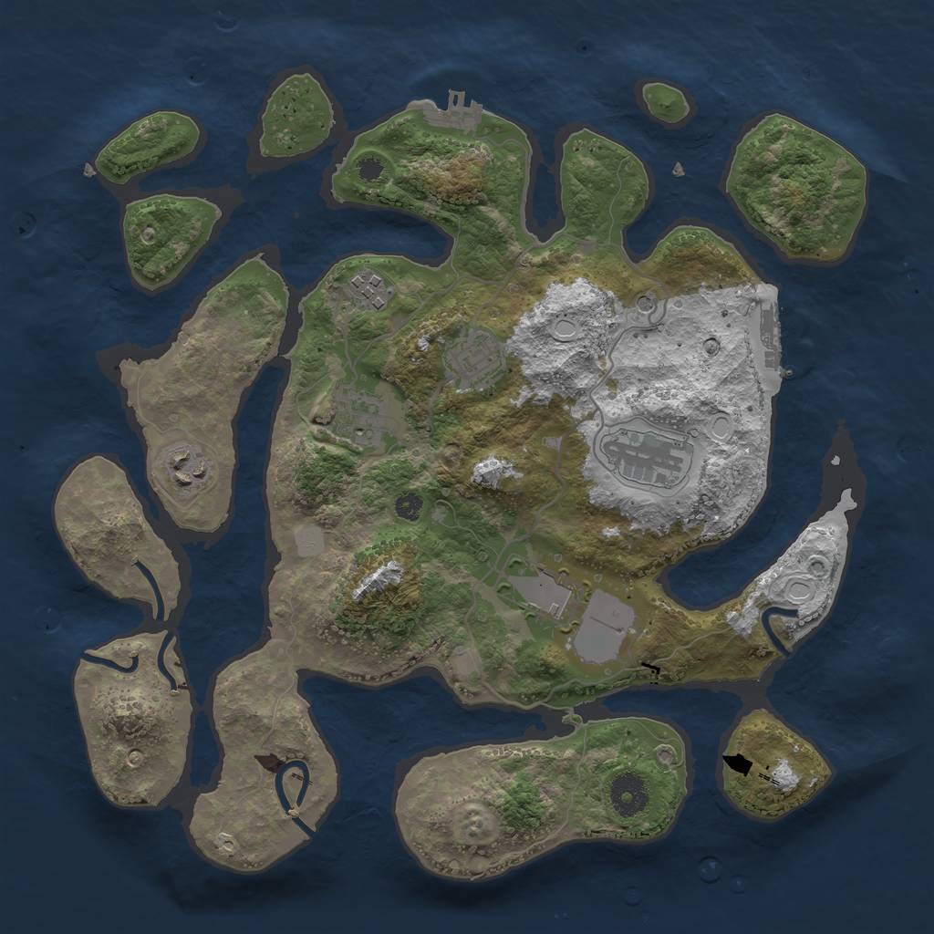 Rust Map: Procedural Map, Size: 3500, Seed: 51121, 14 Monuments
