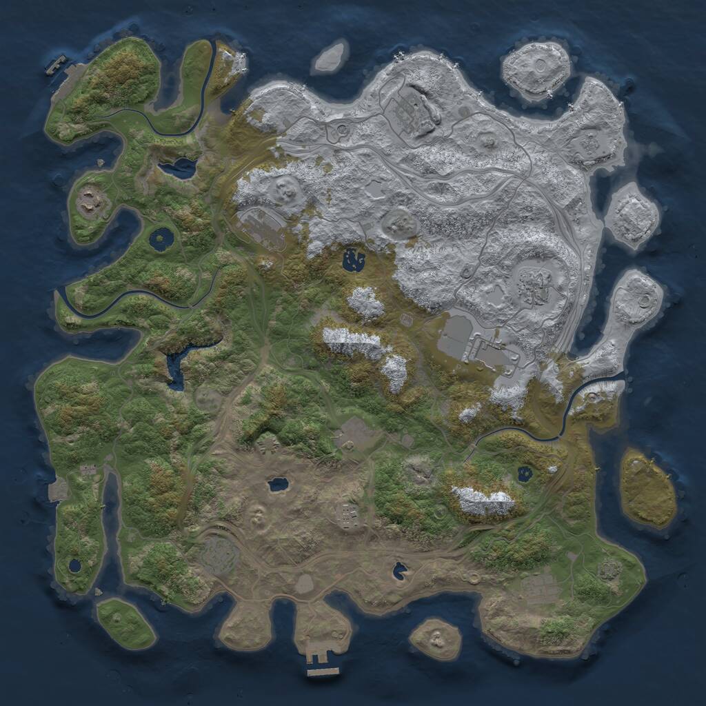 Rust Map: Procedural Map, Size: 4500, Seed: 110511, 16 Monuments
