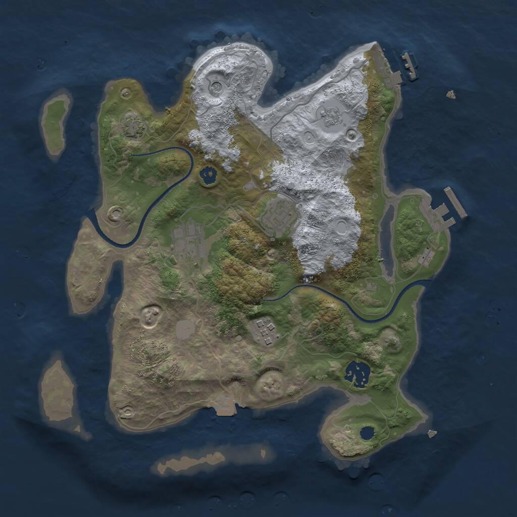 Rust Map: Procedural Map, Size: 3000, Seed: 1041599704, 10 Monuments