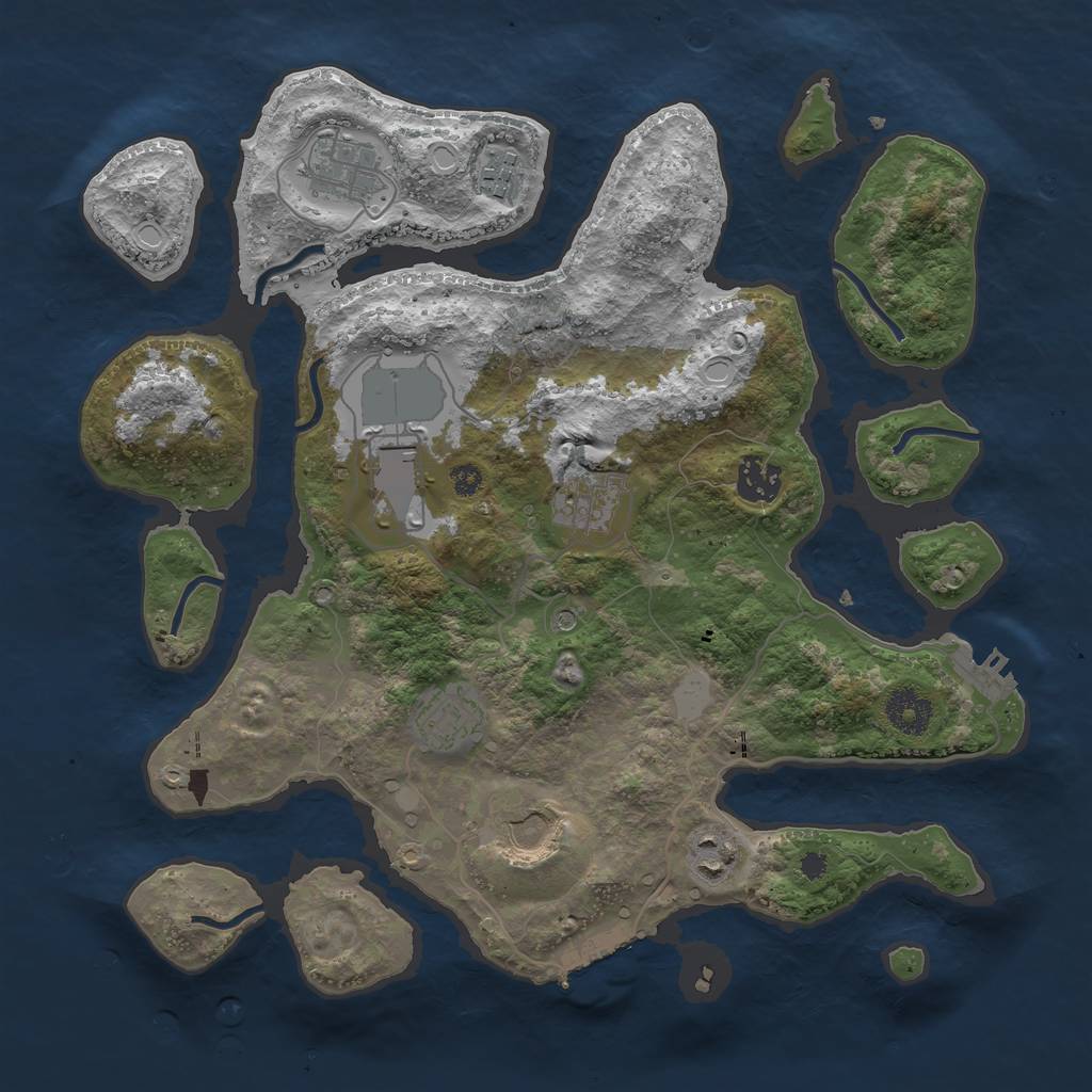 Rust Map: Procedural Map, Size: 3500, Seed: 56255392, 16 Monuments