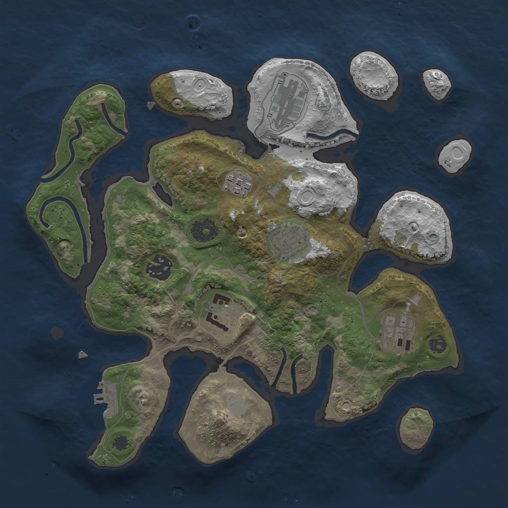 Rust Map: Procedural Map, Size: 3000, Seed: 12756, 12 Monuments