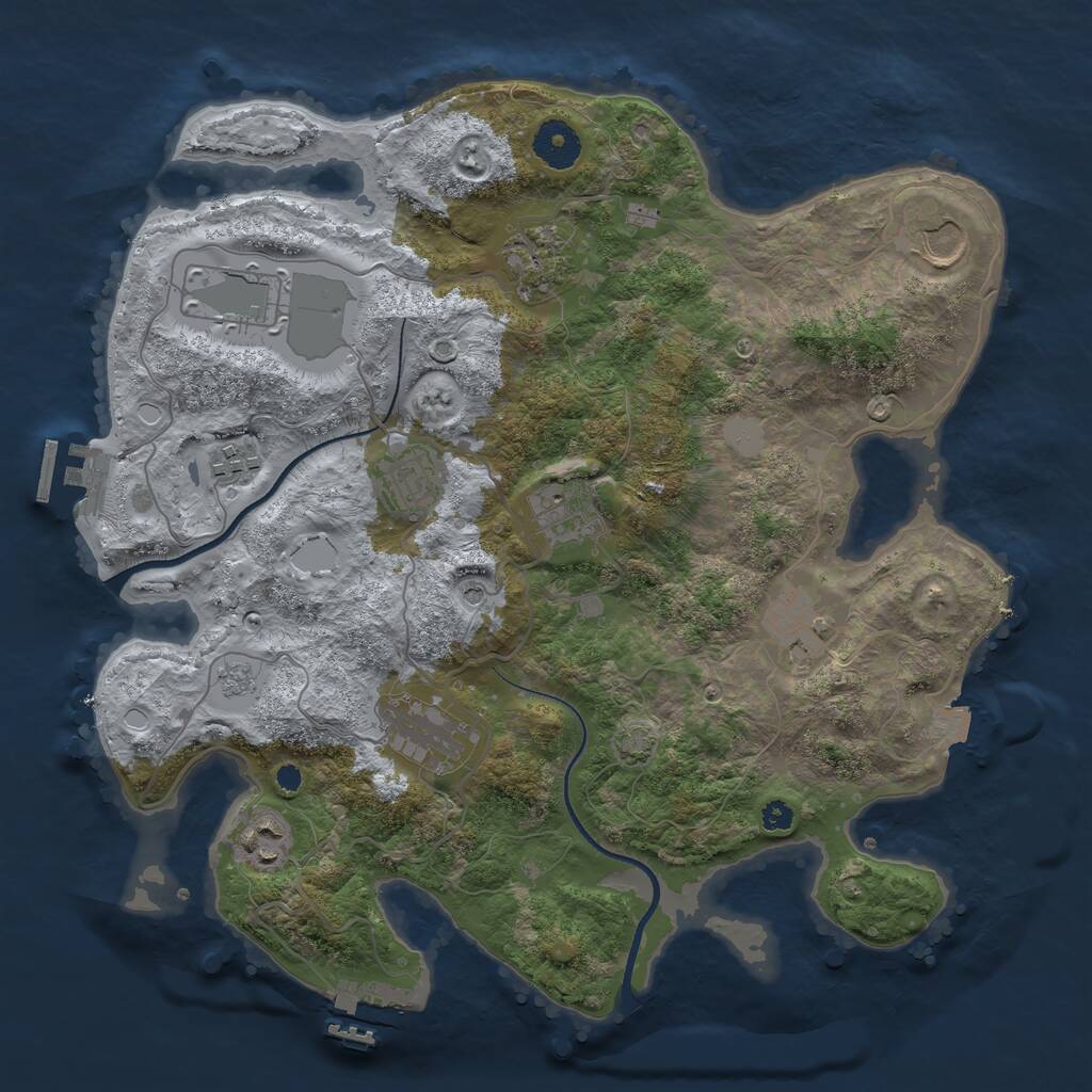 Rust Map: Procedural Map, Size: 3500, Seed: 2082648867, 15 Monuments
