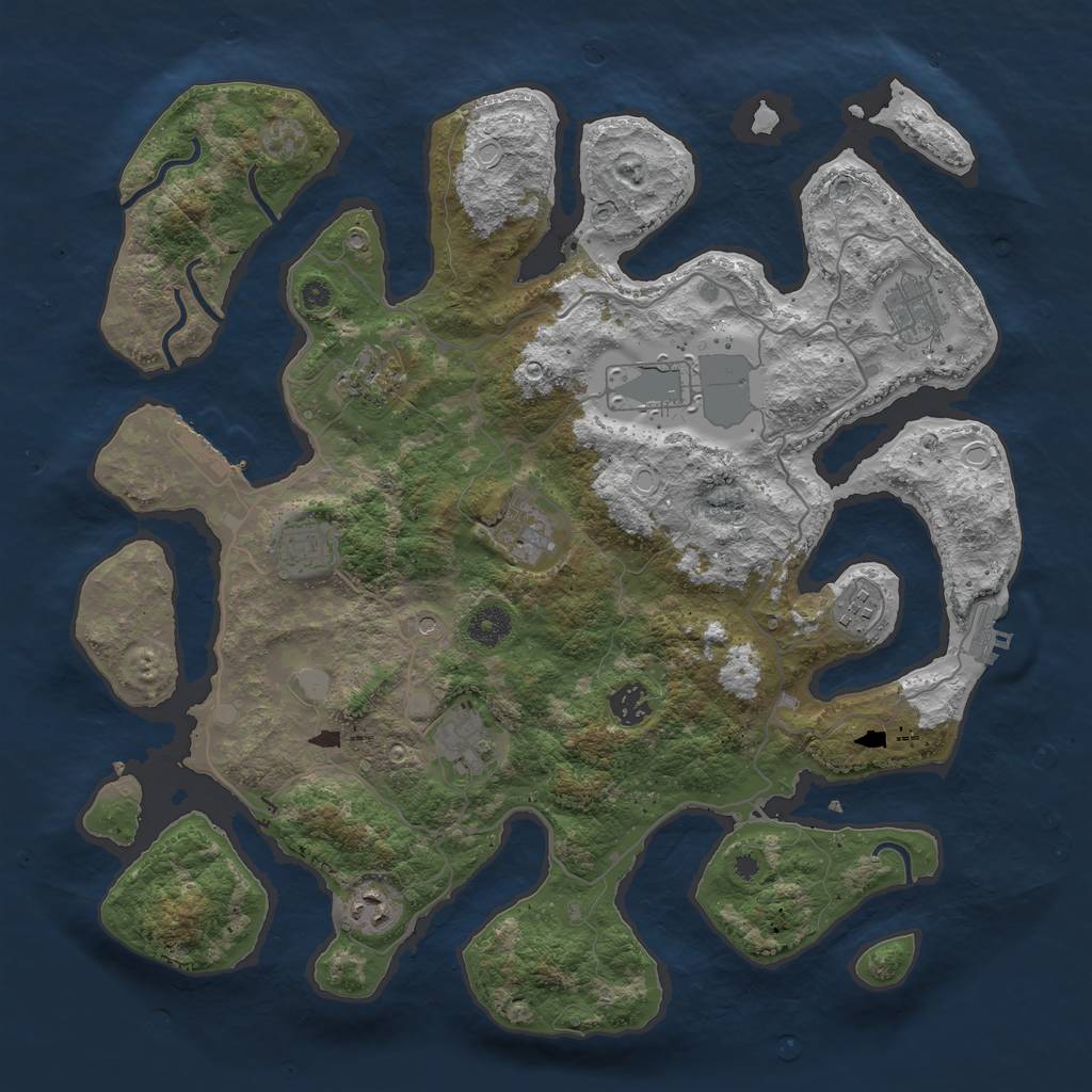 Rust Map: Procedural Map, Size: 4000, Seed: 22975, 17 Monuments