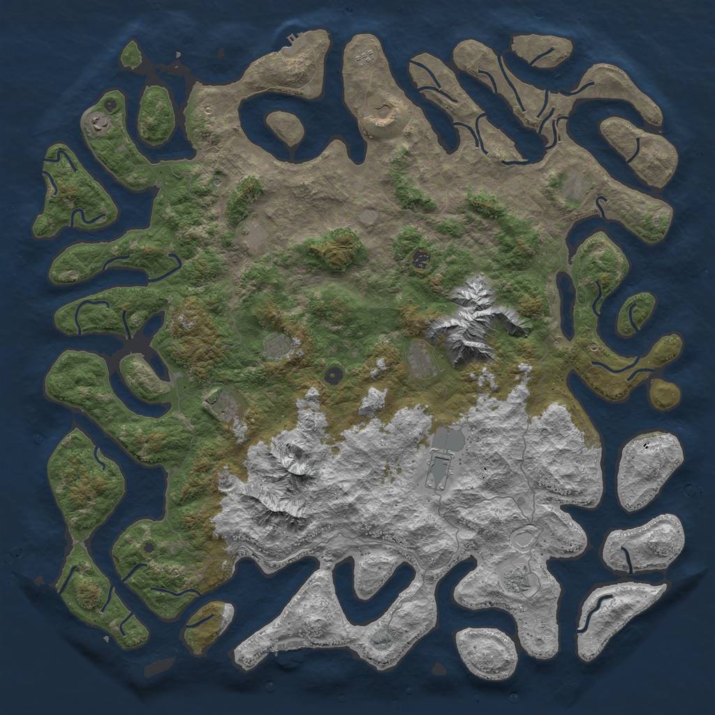 Rust Map: Procedural Map, Size: 6000, Seed: 110288, 19 Monuments