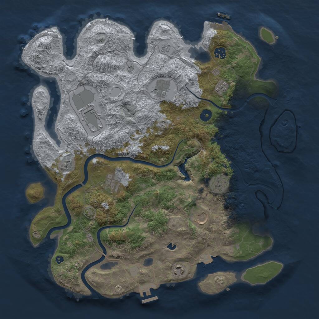 Rust Map: Procedural Map, Size: 4000, Seed: 23453464, 14 Monuments