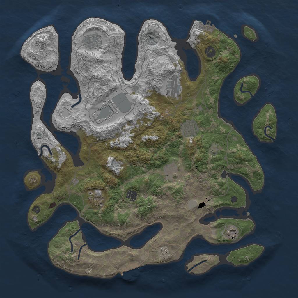 Rust Map: Procedural Map, Size: 4000, Seed: 23453464, 17 Monuments