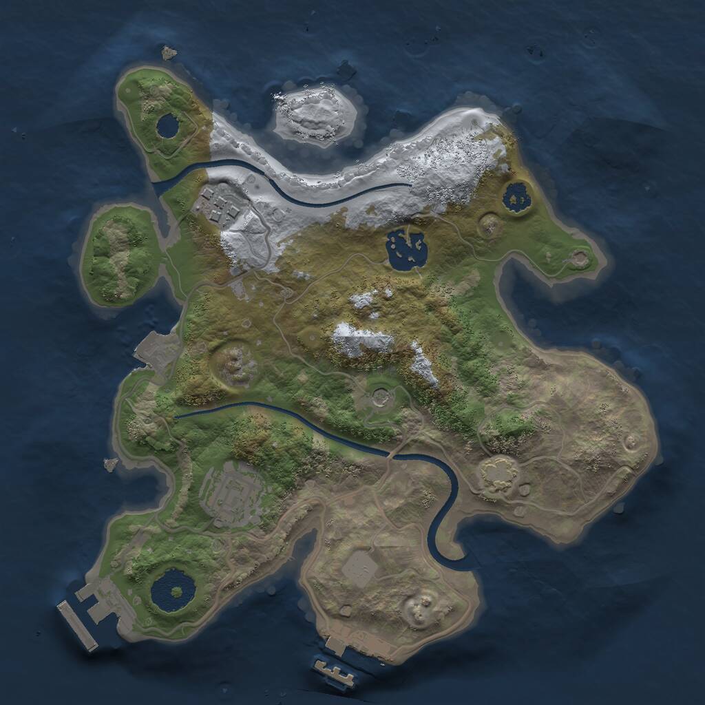 Rust Map: Procedural Map, Size: 2500, Seed: 1524959088, 8 Monuments