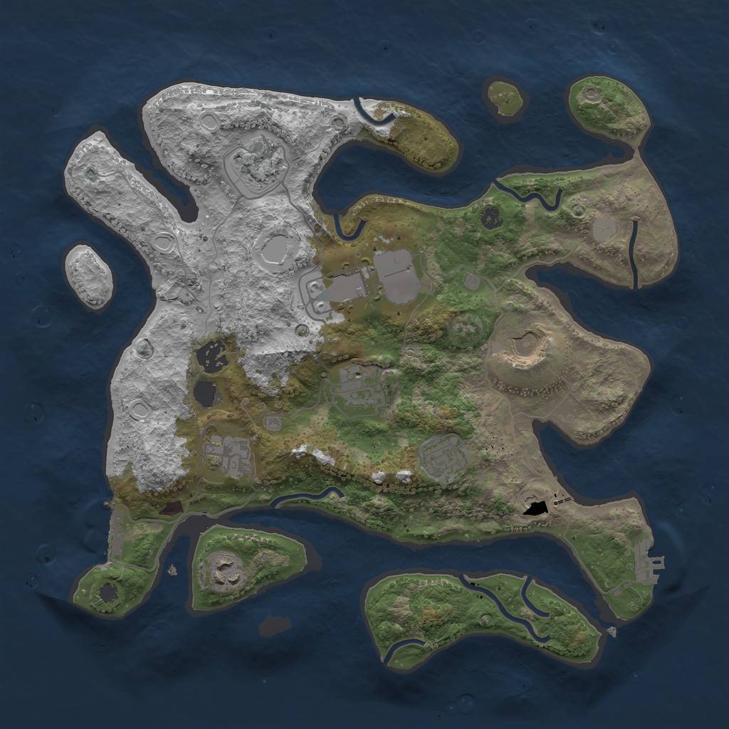 Rust Map: Procedural Map, Size: 3500, Seed: 675600, 16 Monuments