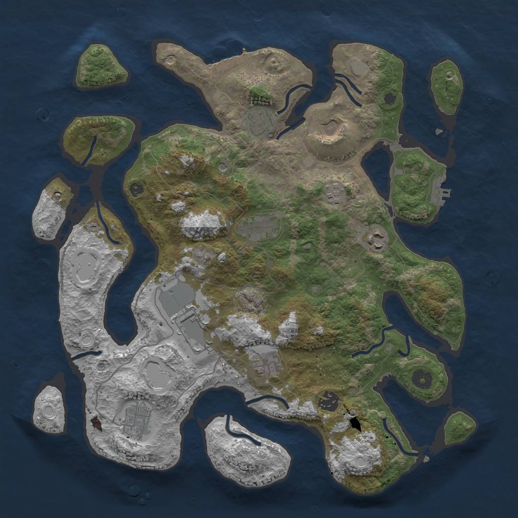 Rust Map: Procedural Map, Size: 3850, Seed: 7277, 17 Monuments