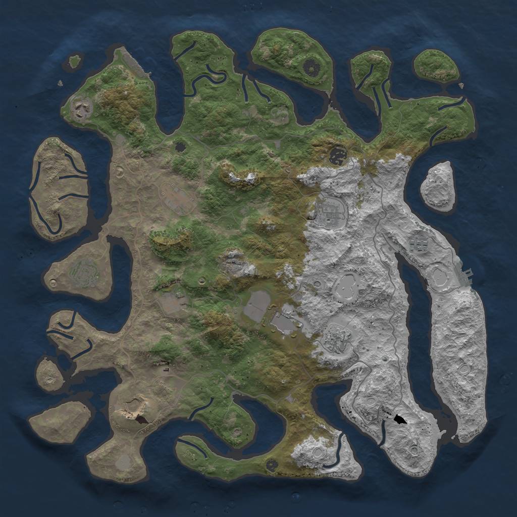 Rust Map: Procedural Map, Size: 4500, Seed: 5467, 18 Monuments
