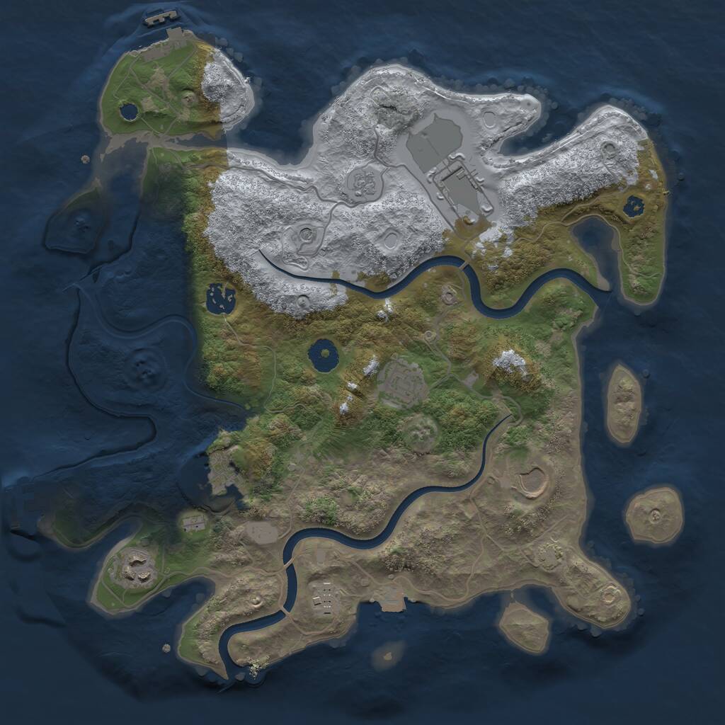 Rust Map: Procedural Map, Size: 3500, Seed: 104785666, 13 Monuments