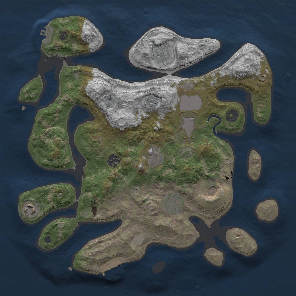 Rust Map: Procedural Map, Size: 3500, Seed: 104785666, 16 Monuments