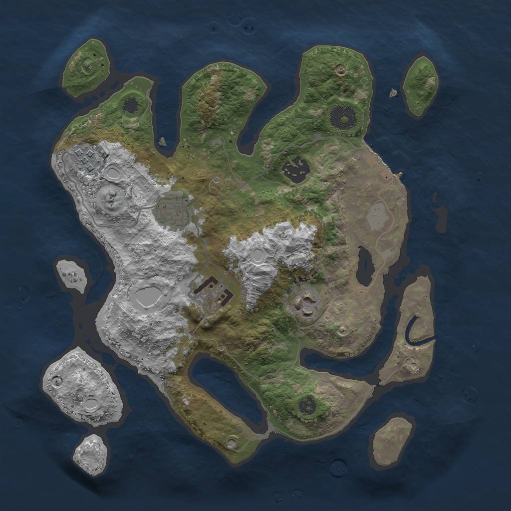 Rust Map: Procedural Map, Size: 3000, Seed: 1178509302, 11 Monuments