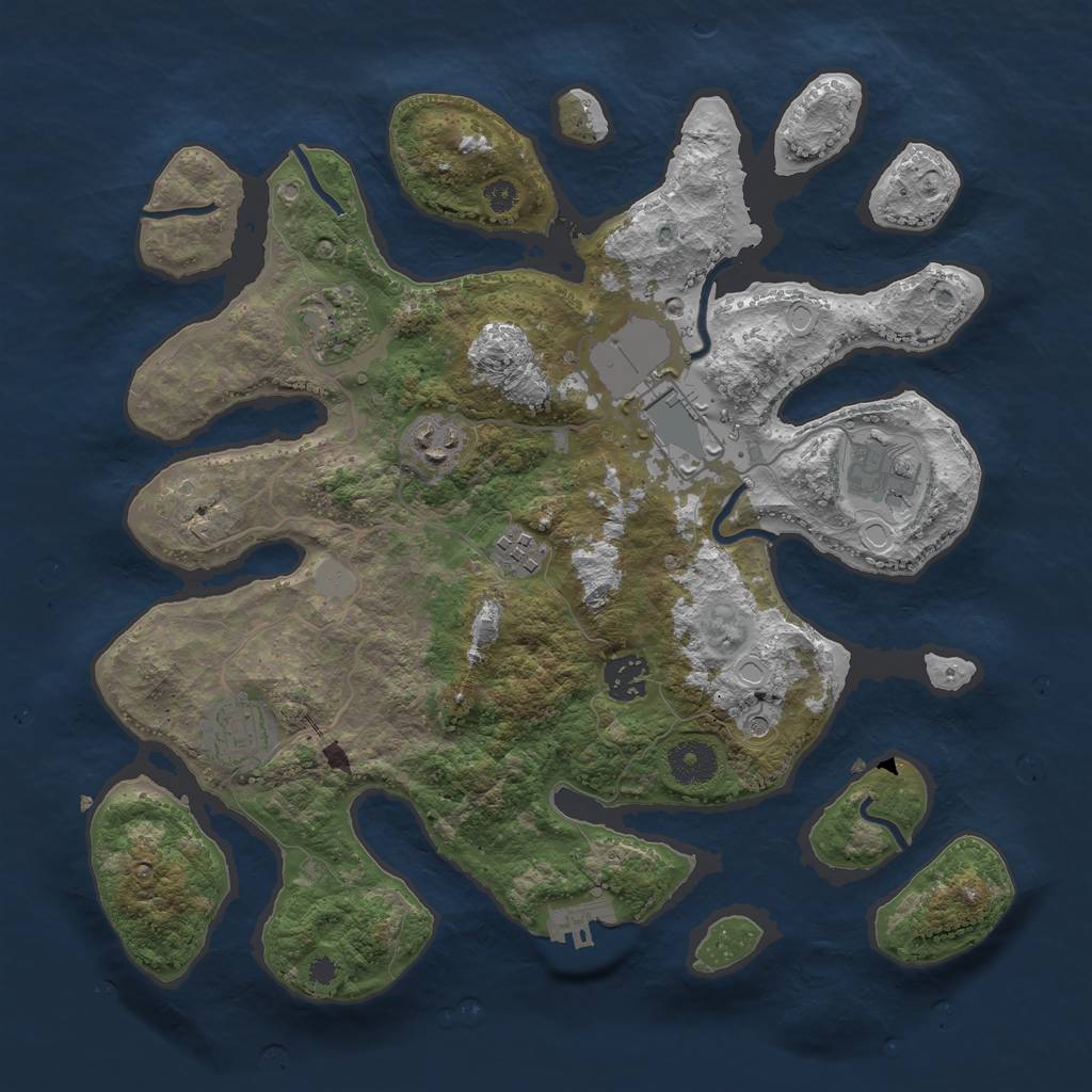 Rust Map: Procedural Map, Size: 3500, Seed: 423588694, 14 Monuments