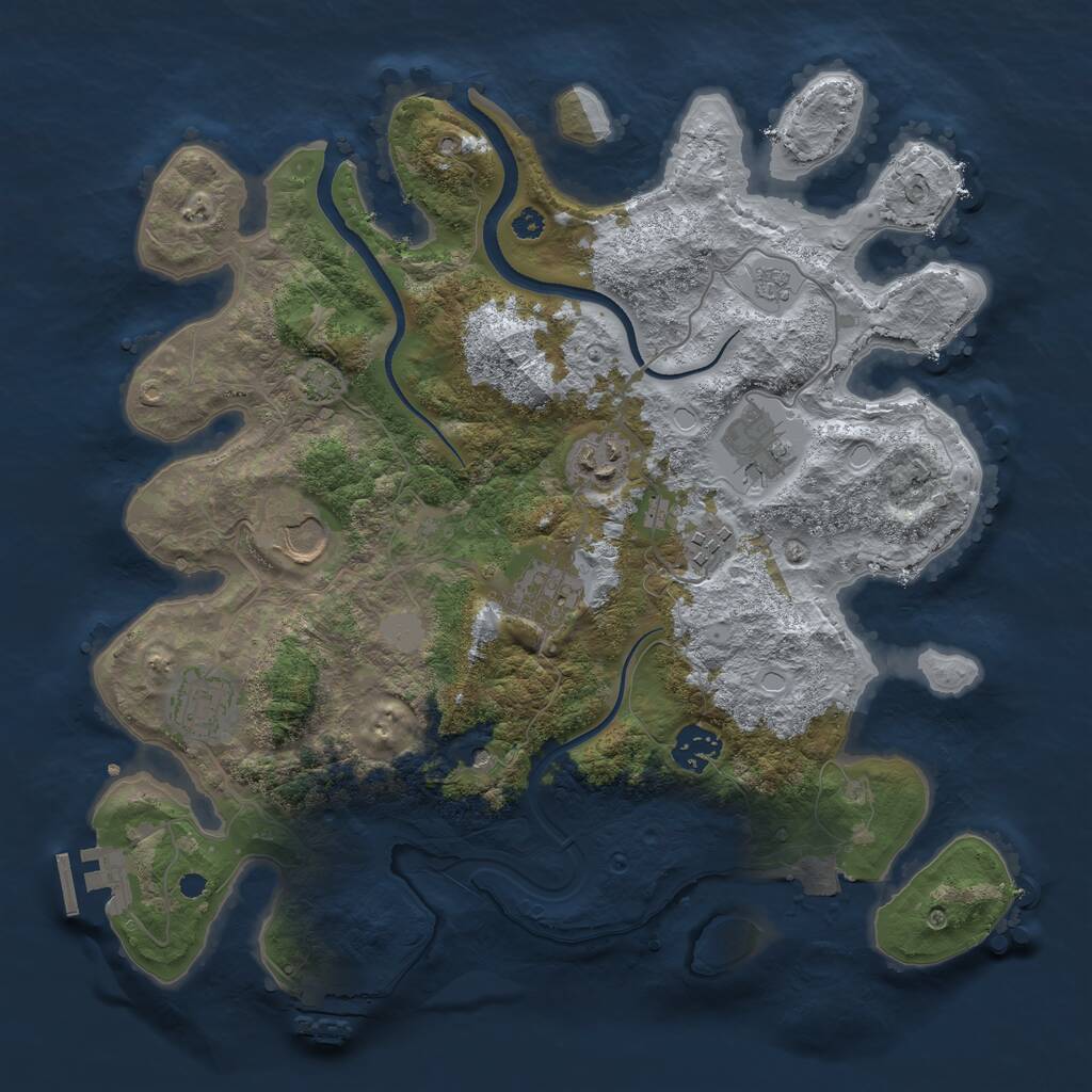Rust Map: Procedural Map, Size: 3500, Seed: 423588694, 13 Monuments