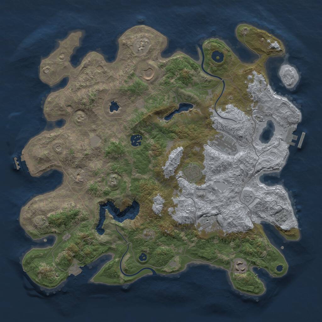 Rust Map: Procedural Map, Size: 4000, Seed: 8652, 13 Monuments