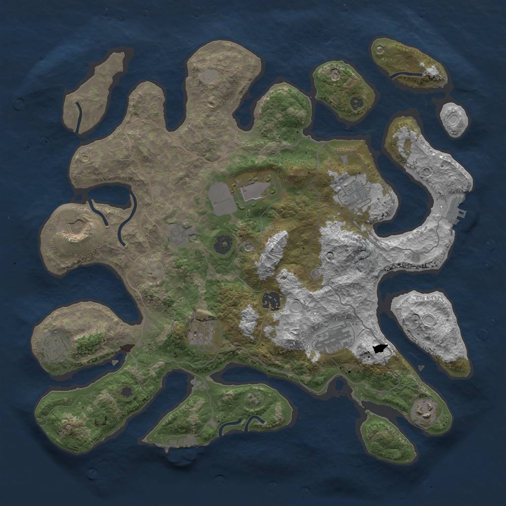 Rust Map: Procedural Map, Size: 4000, Seed: 8652, 17 Monuments