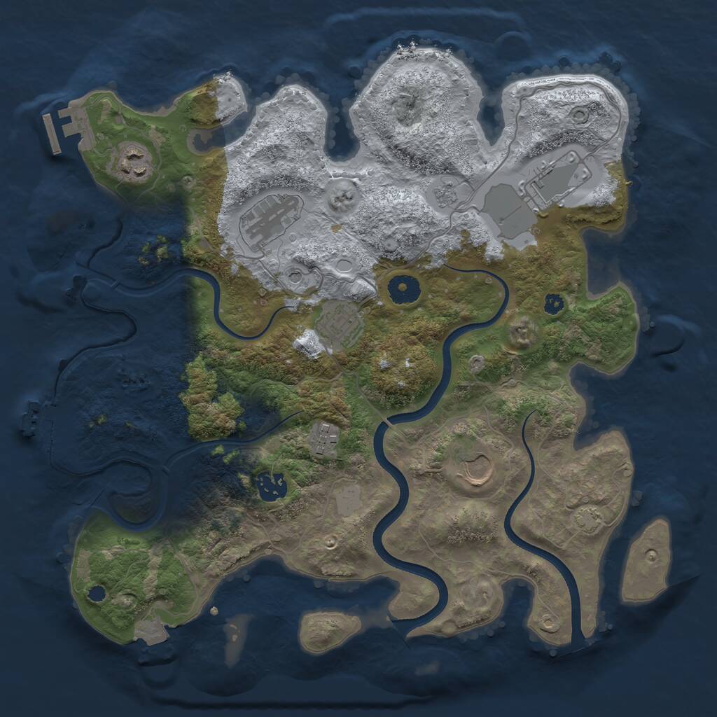 Rust Map: Procedural Map, Size: 3500, Seed: 2362785, 13 Monuments