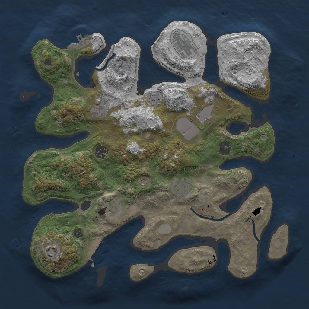 Rust Map: Procedural Map, Size: 3500, Seed: 2362785, 16 Monuments