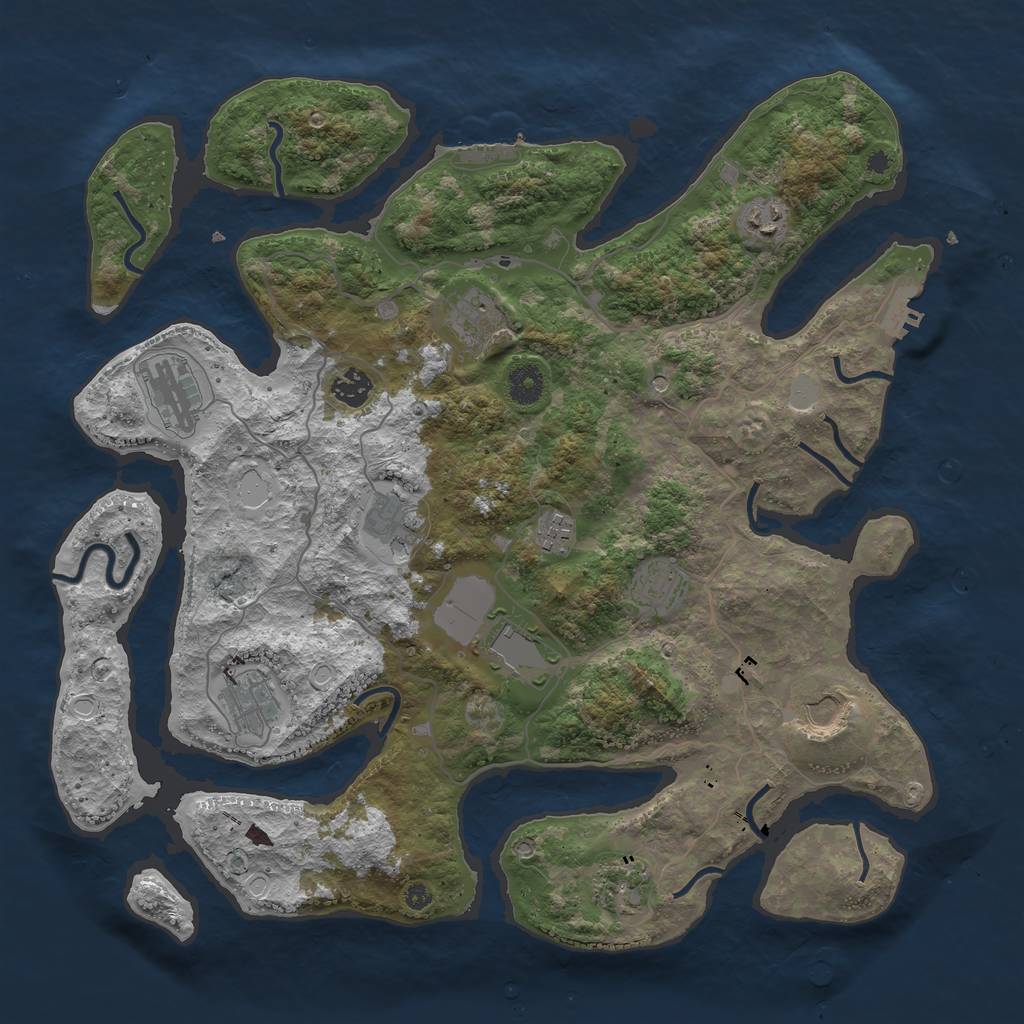 Rust Map: Procedural Map, Size: 4050, Seed: 1363732465, 19 Monuments