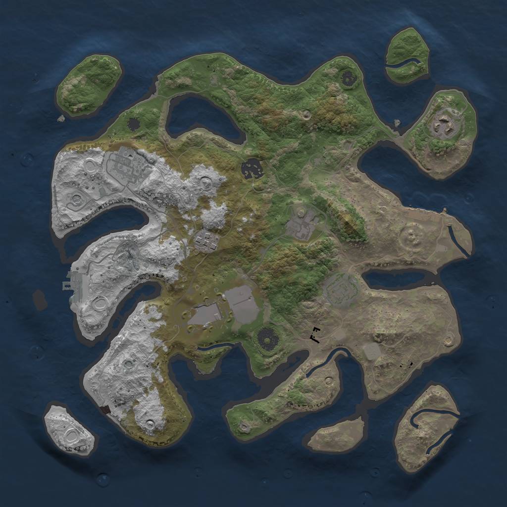 Rust Map: Procedural Map, Size: 3500, Seed: 1552768878, 15 Monuments